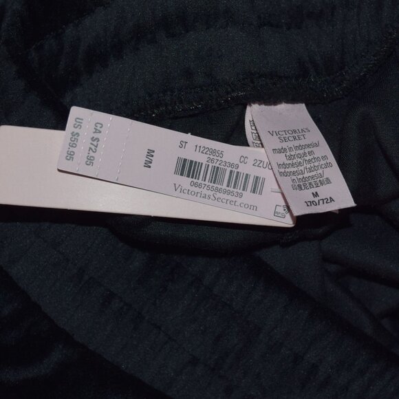 New! Victoria's Secret Women's Sz M Velour Diamante Wide Leg Snap Lounge Pants - Picture 3 of 9